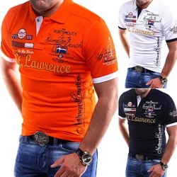 Camiseta con estampado de letras para hombre, Polo informal de manga corta con solapa, a la moda, novedad de verano, 2023