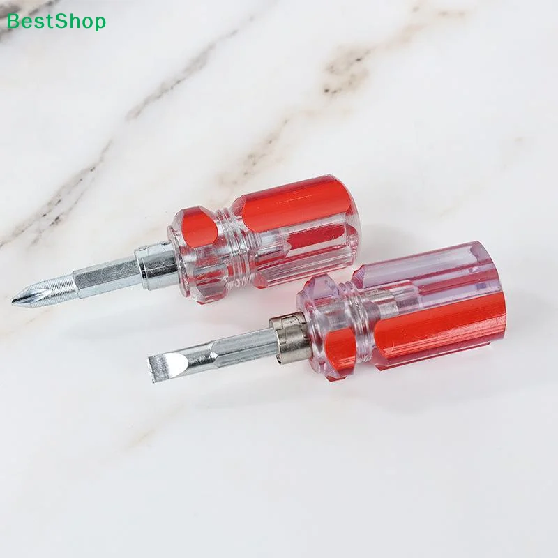 2pcs  Screwdriver Transparent Head Mini Small Portable Radish Head Handle With Flat Head Slotted  Cross Repair Hand Tool