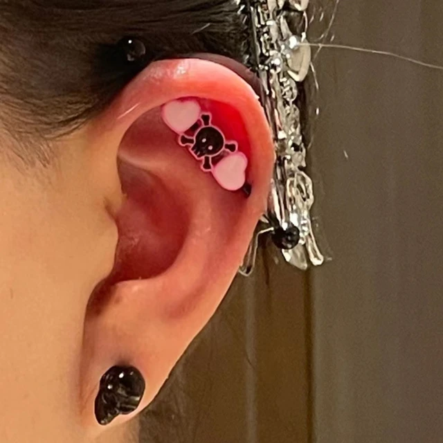 Industrial Piercing Heart Jewelry Industrial Piercing Jewelry Skull 1pc Heart Aliexpress
