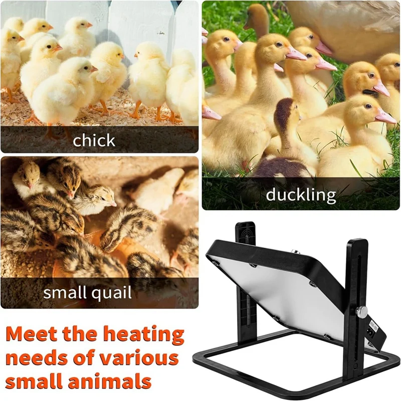 1Set Height Adjustable Incubation Plate Chicken Duck Egg Incubation Heat Lamp Household Poultry Black EU Plug