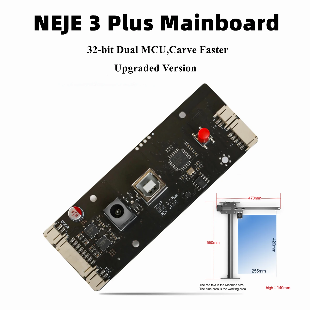 

NEJE Laser Engraver Mainboard With 32-bit Dual MCU for NEJE Master 2s/NEJE 3 Plus 255X420mm Laser Engraver Mainboard Replacement