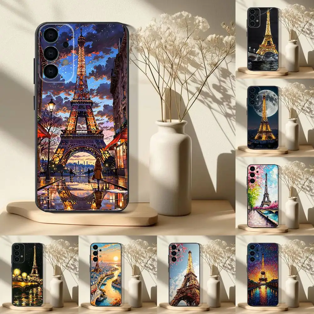 

Paris Art Eiffel T-Tower Phone Case For Samsung S 25,24,23,22,30,21,10,9,Ultra,Plus,Lite,FE,4,5G Black Soft Case