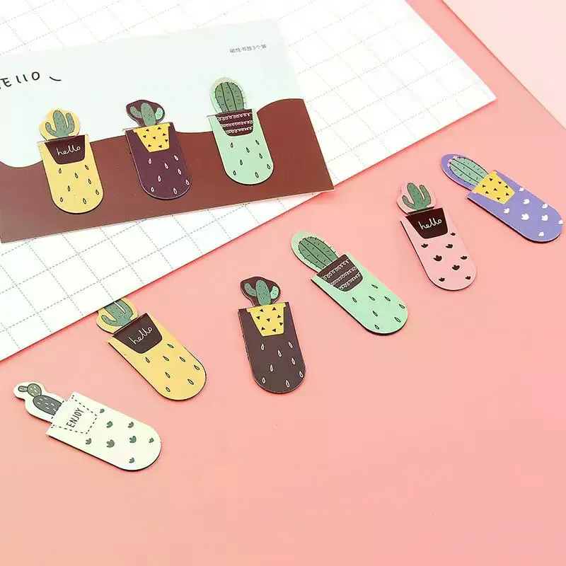 

3Pcs/Set Cactus Design Magnetic Bookmarks Cute Plant Page Markers For Books And Office Stationery Durable Metal Materials