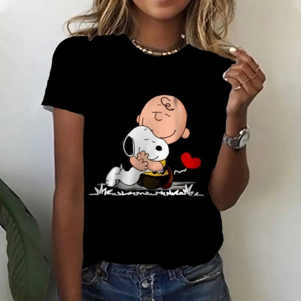 Y2k Crop Tops 2024 Aesthetic Cute Pink Snoopy print Baby Tees 2000s Vintage Cartoon O-neck Harajuku Short Sleeve Crop T-shirt