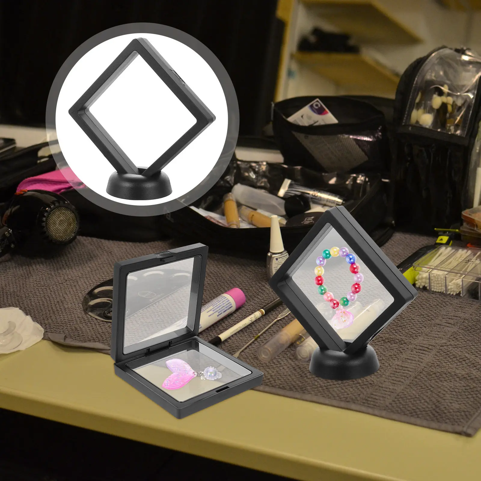 

5Pcs Jewelry Display Boxes Clear Suspension Frames Floating Coin Jewelry Pin Holder Display Stands for Collectibles