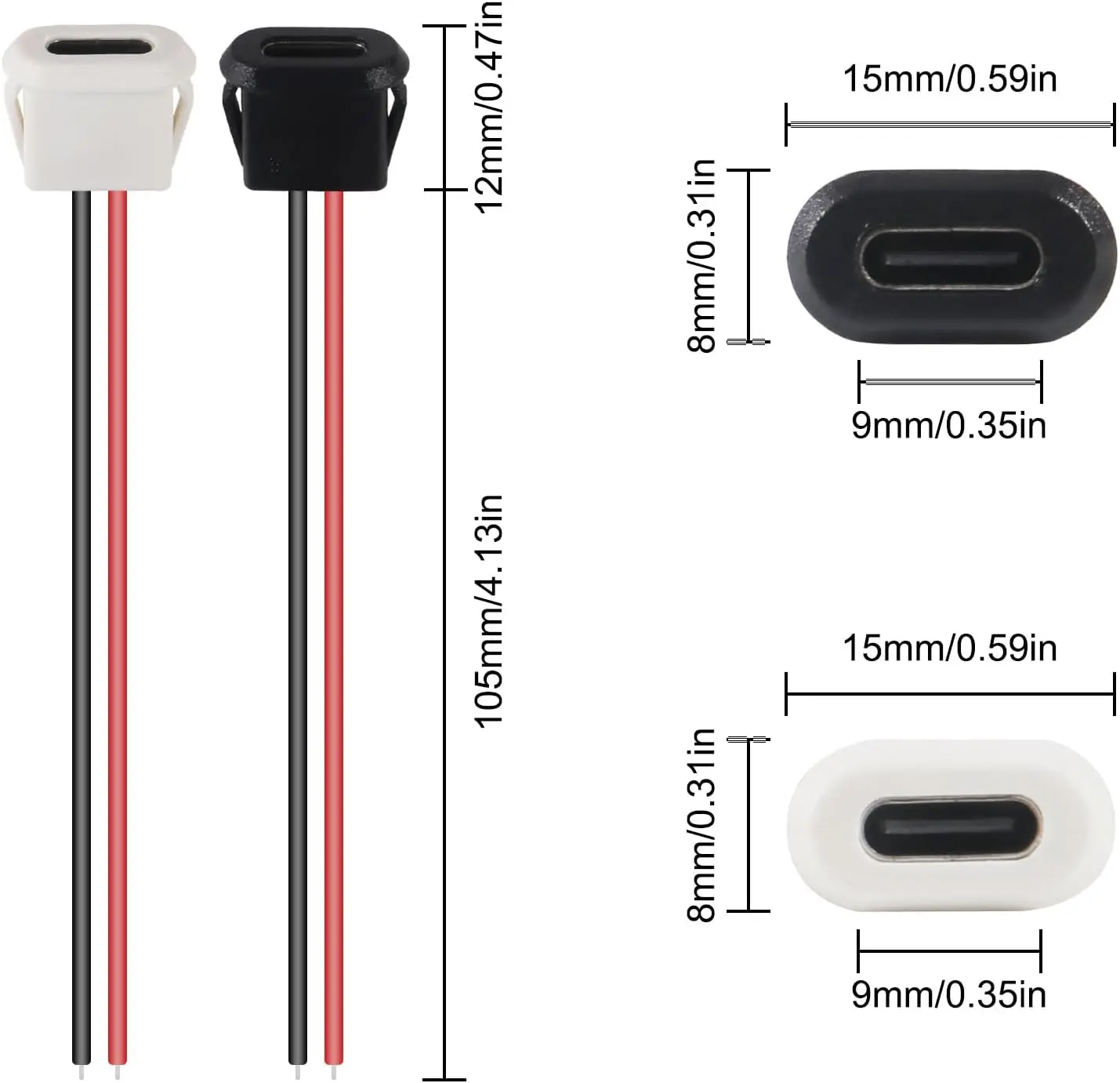 10pcs Type-C Female Chassis Connector USB C Female Chassis 2P Direct Crimp Jack Female Charging Port Waterproof Extension Power image 2