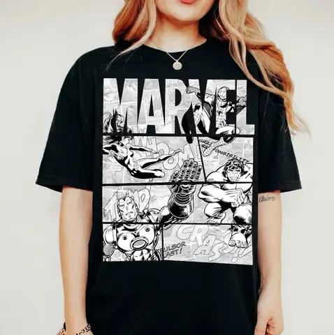 2026 Avengers Style Men's and Women's Summer Pure Cotton T-shirt Fan Style Comfortable, Breathable, High-quality Ins Y2k