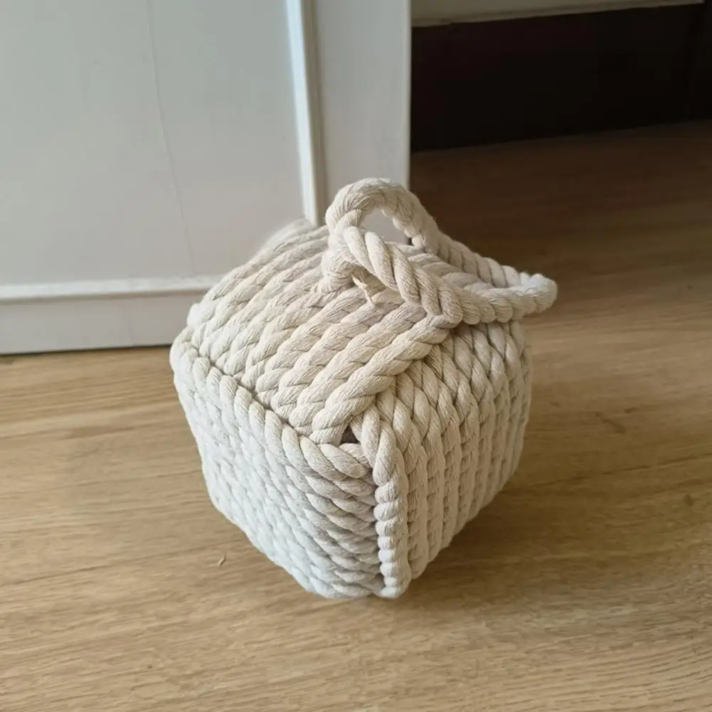 Weighted Door Stopper Floor-friendly Door Stop Weighted Heavy Sand Filled Door Stopper with Handle Handmade Cotton Rope for Home