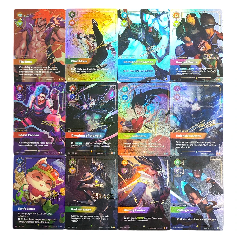 การ์ดสะสมเกม Proxy Riftbound OGN Origins Kai'Sa Ahri Miss Fortune Jinx Lee Sin Sett Yasuo Teemo Leona (ลายเซ็น)