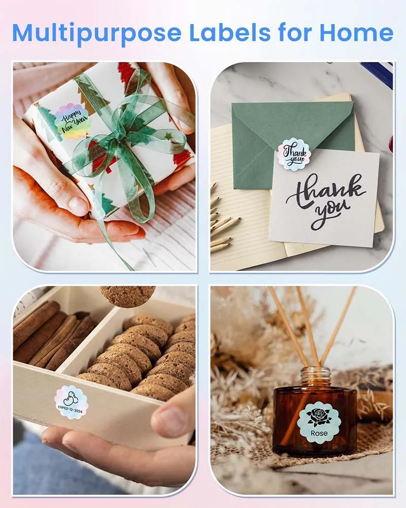Runde selbstklebende Etikettenrolle mit Farbverlauf, thermisch bedruckbare Aufkleber, Papier, farbig, Geschenkverpackung, Siegel, Dankeskarte, Preisschild – Detail 6