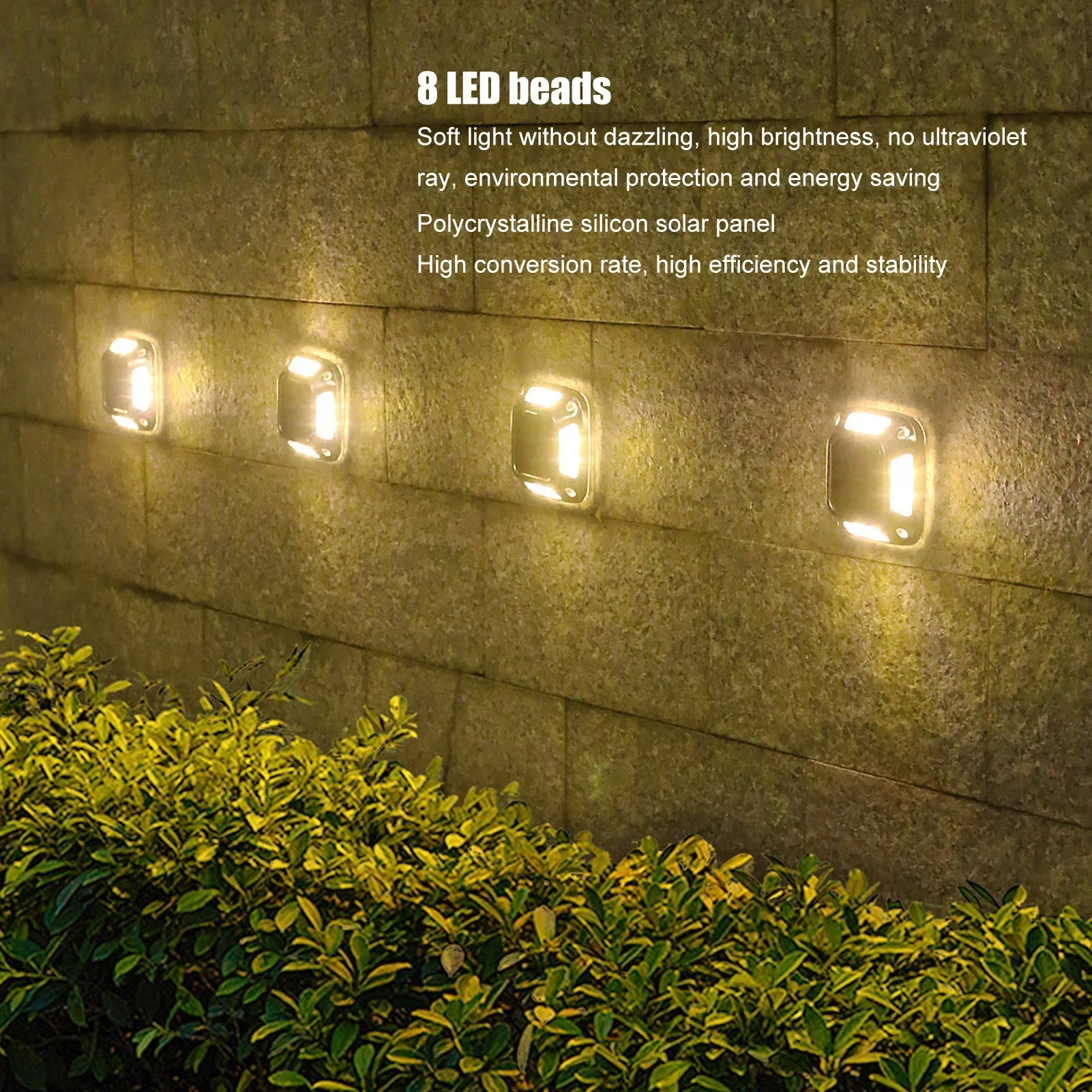 8LED Solar Driveway Light Outdoor Garden Ground Lights Waterproof LED Solar Wall Lamp Camping for Step Stair Pathway Walkway Dec view 4