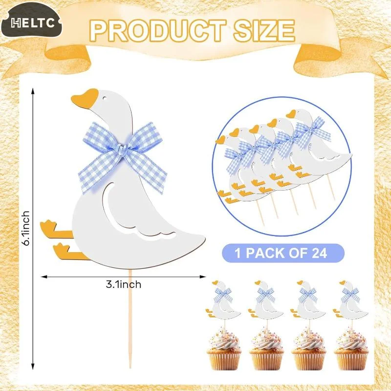 12pcs Silly Goose Cake Birthday Cakeate Insert Card Birthday Cakeateating Cupcake Toppers Kids Birthday