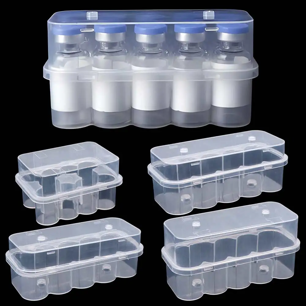 3/5/7/10 ML Insulin Vial Storage Case 10-Slot Transparent Peptide Protector Box Wear-resistant Dust-proof Clear Vial Box