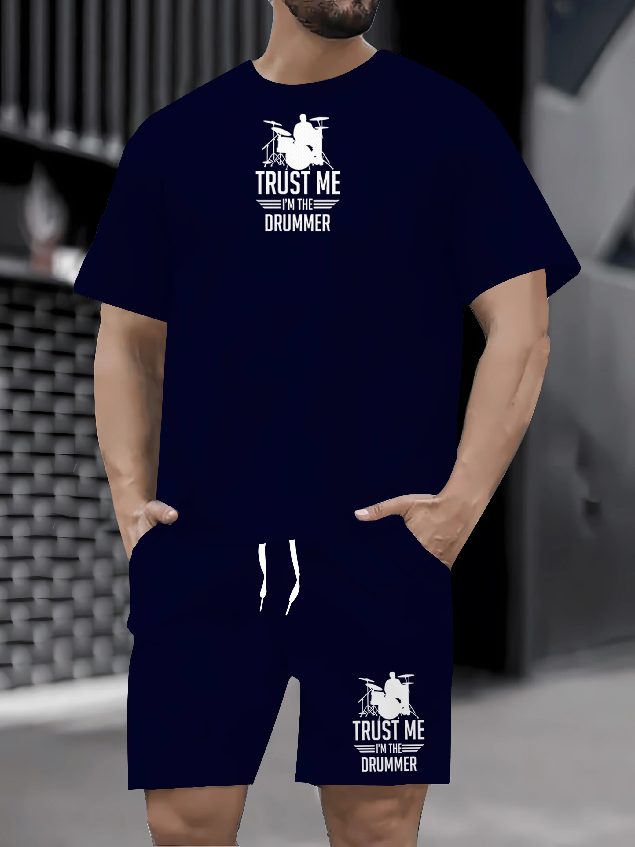 

2025 Summer New Men's Sports Fashion Casual Clothing Creative Letter Printing, Beach Vacation 2 Short Sleeves and Shorts