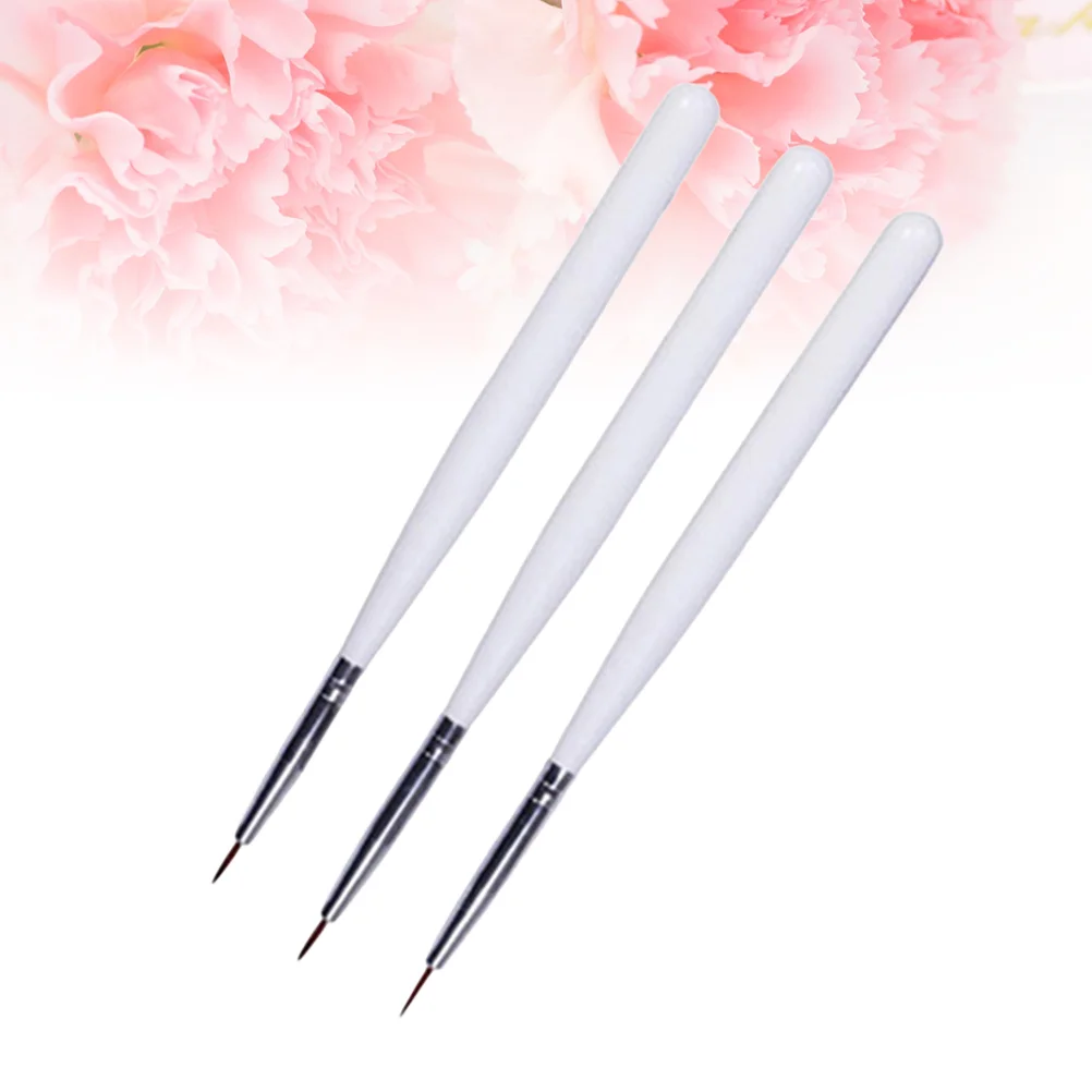 3Pcs Dotting Painting Drawing Liner Polish Brush Tool Nail Pen Brush Pen Tools (White) Dotting Painting Pen