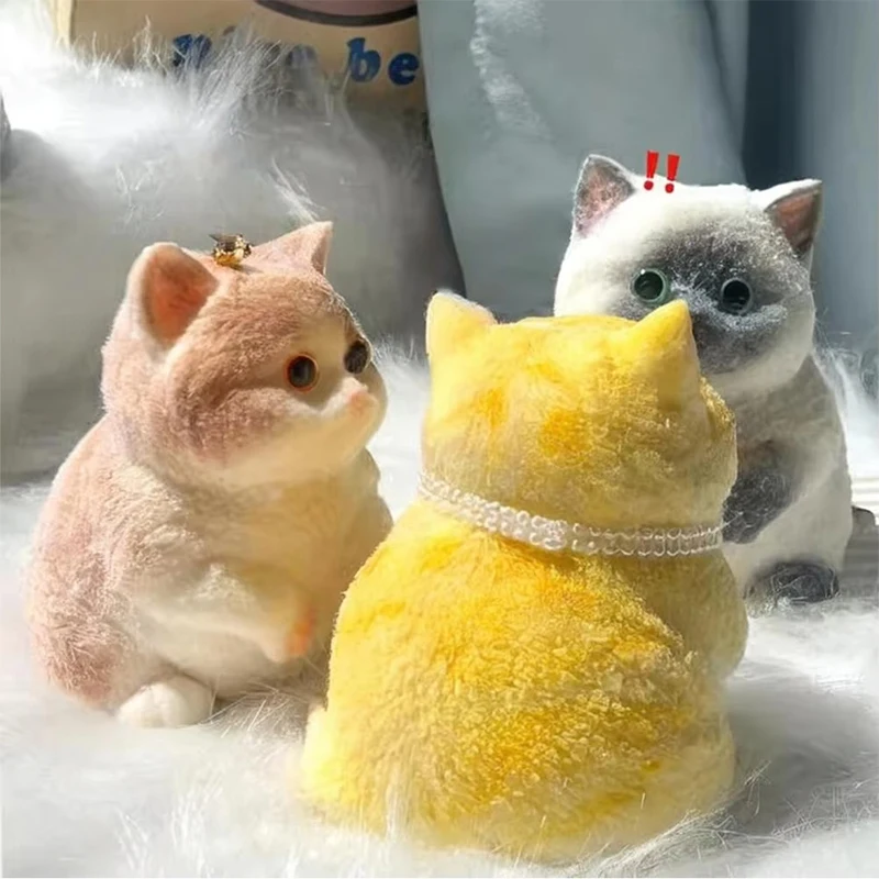 Cute Big Kitty Cat Taba Silicone Fuzzy Super Big Cat Kitten Handmade Squeeze Toy Mochi Toy Hand Relax Stress Release Gift