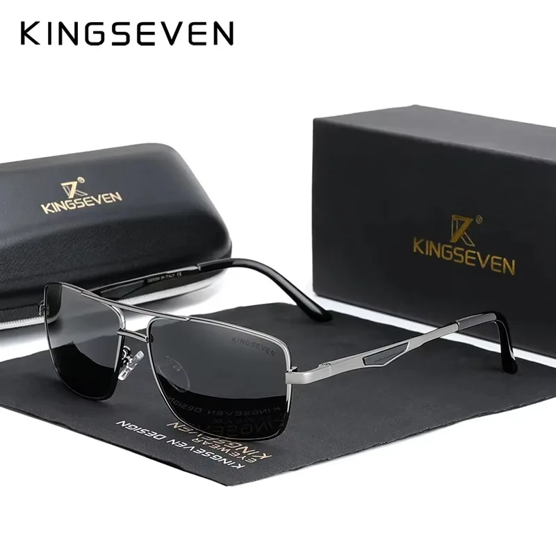 

KINGSEVEN брендовые классические поляризационные солнцезащитные очки UV400, повседневные мужские очки, модные прямоугольные очки для вождения, рыбалки, уличные летние очки