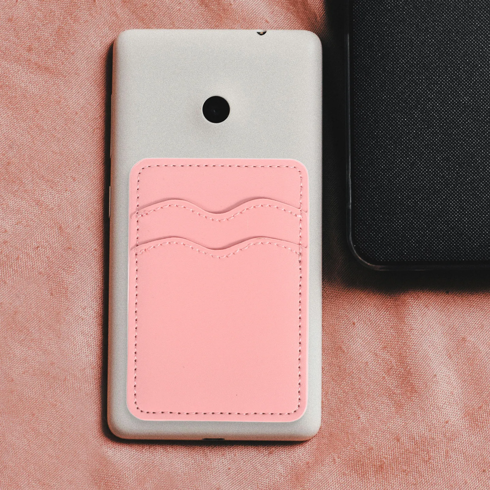 Phone Card Holder Back Fake Adhesive Wallet Dual Slot Credit Id Card Pocket Compact Sticky Phone Wallet Case