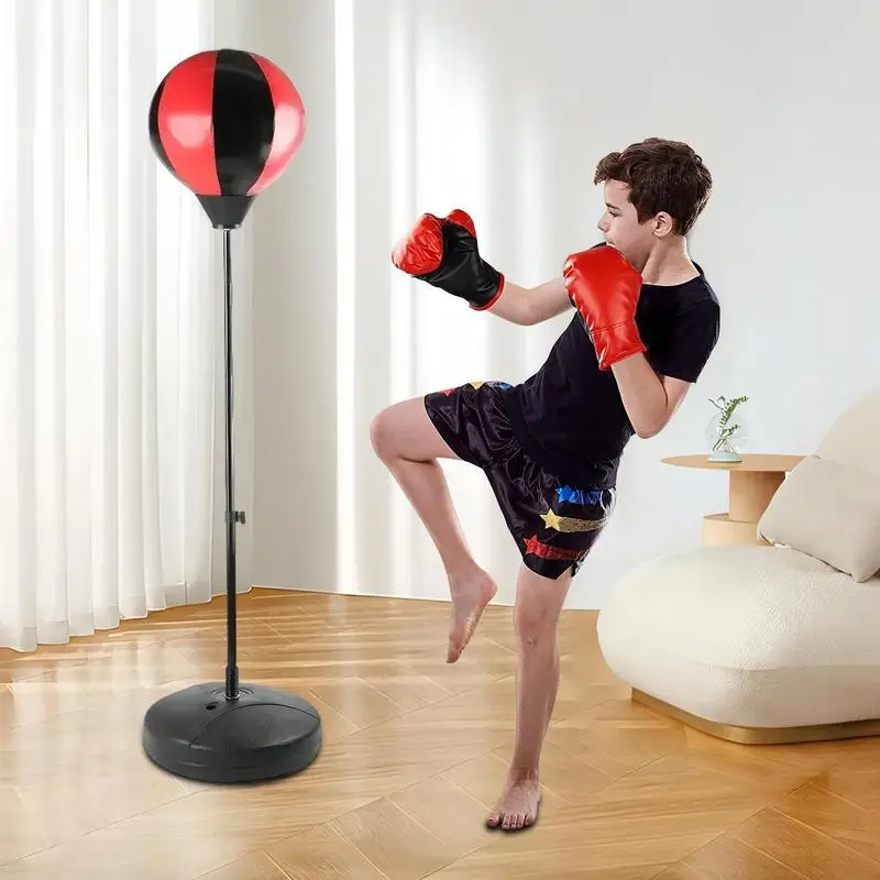 Punching Bag Reflex Boxing Bag For Kids & Adults Height Adjustable Free Standing Strike Bag Set With Boxing Gloves