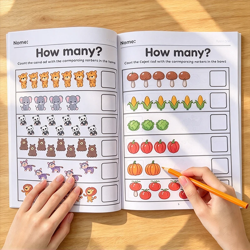 64-Page Children's Math Addition and Subtraction Exercise Book, Number Tracing Practice Book, with Counting Recognition and Basic Math Exercises, Early Childhood Education, Home School Education, Writing Aid Learning Book