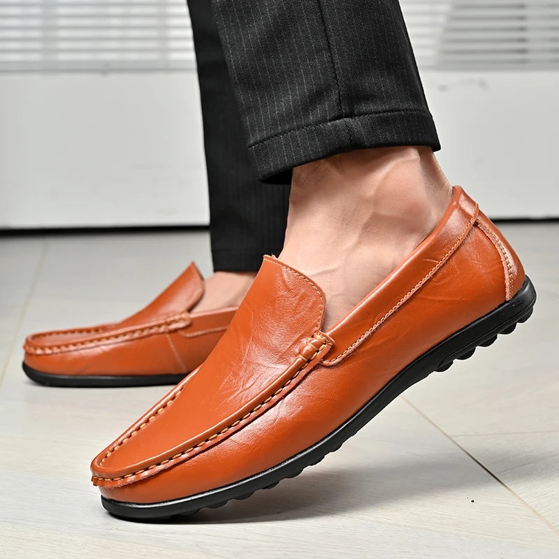 men's dress shoes soft leather Slip-on Loafers Men's Formal Business Loafers – Leather Slip-On Non-Slip Casual Walking formal dress shoe