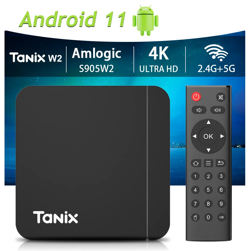 Tanix W2 Android 11 TV-Box Amlogic S905W2 4G/64G AV1 BT TVBOX 2,4G&5G Dual Wifi 4K HD Set-Top-Box Media Player 2G/16G oder Fernbedienung