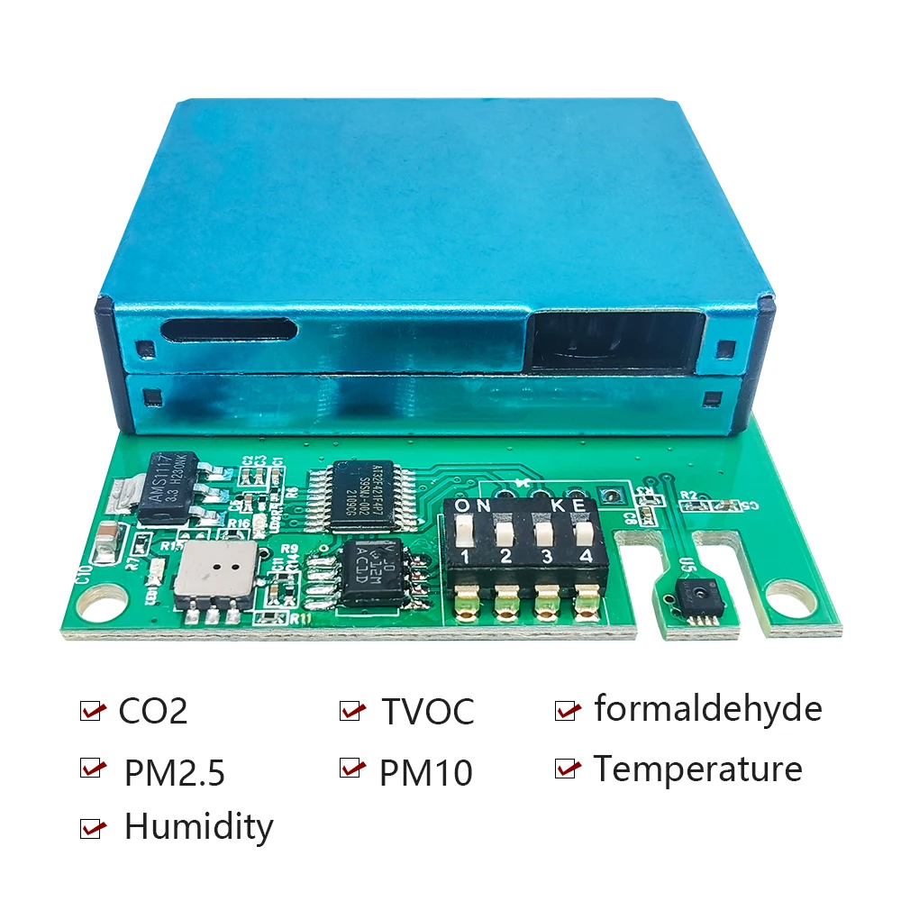 

7-in-1 Air Quality Sensor RS485 Output Carbon Dioxide Formaldehyde Temperature And Humidity TVOC/PM2.5 Detection M702B