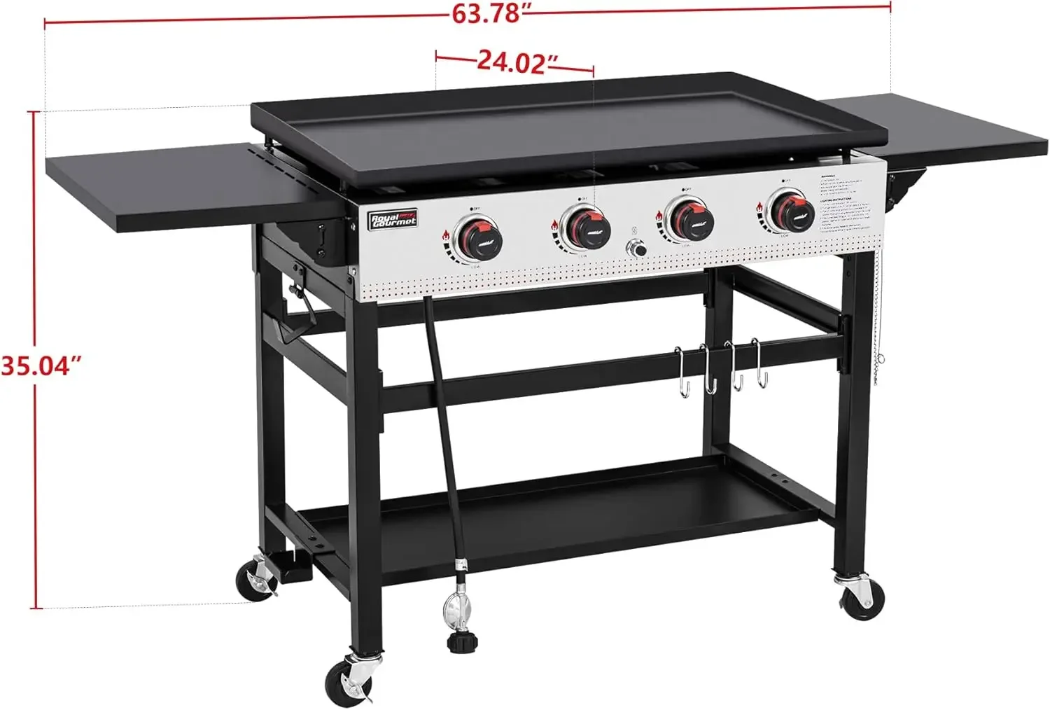 GB4002 4-Burner Propane Gas Griddle with Folding Side Tables, 36-Inch Flat Top Grill for Outdoor BBQ Events, Camping