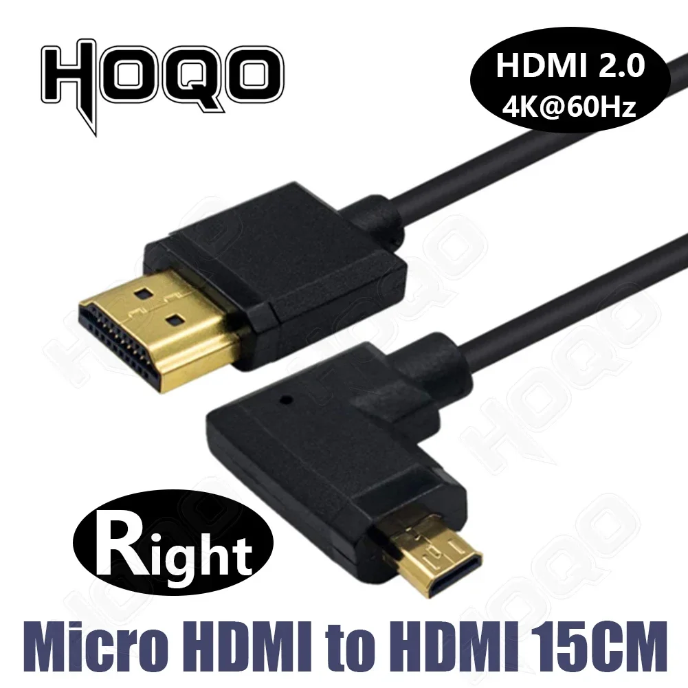 15cm short micro hdmi down angle cable 4k hdmi to micro hdmi 4k right angle slim 1ft right 90 degree L bend cord low profile