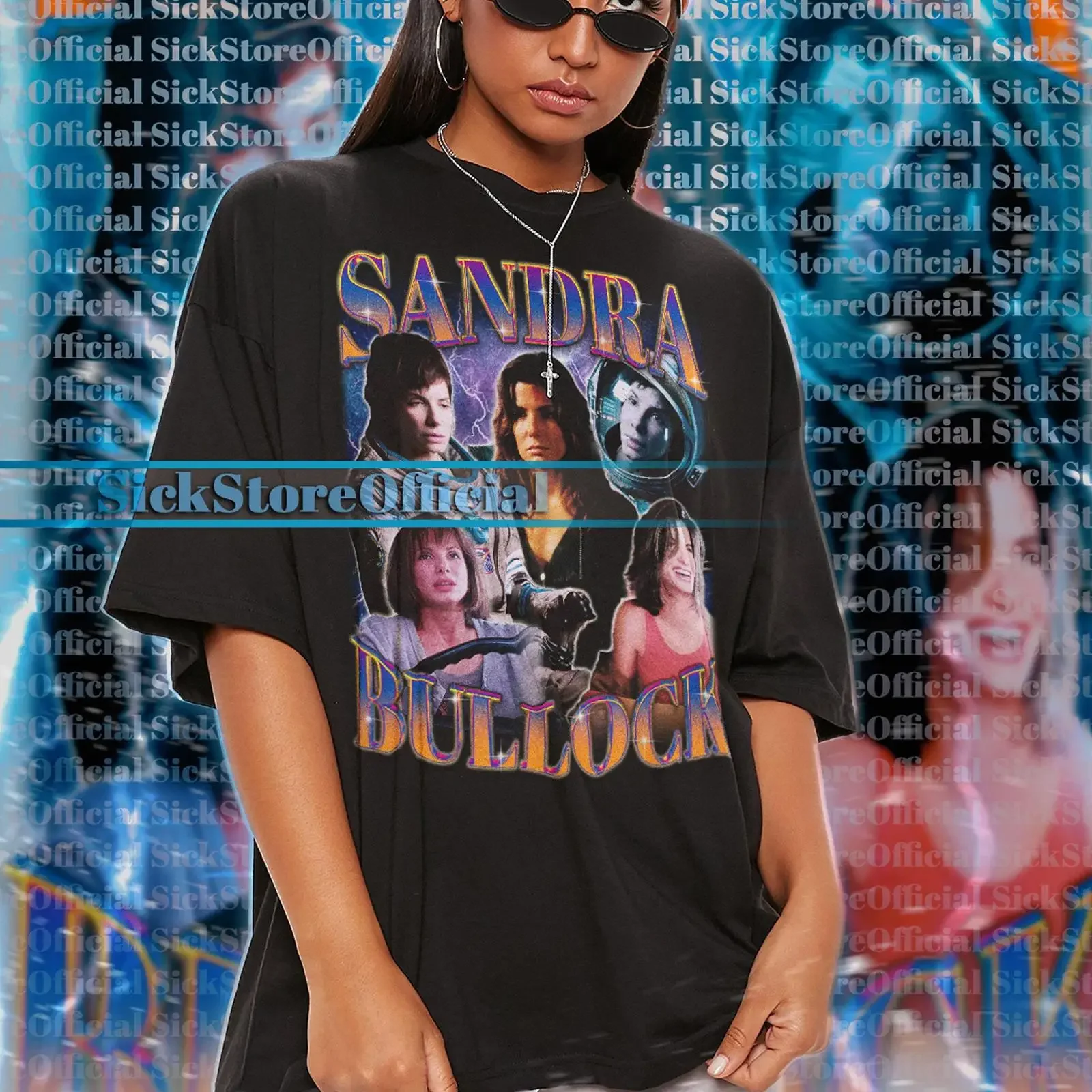 Vintage Sandra Bullock Homage T shirt 90s Retro Fan Oversized  vintage Washed Top For Everyday Wear homme Breathable graphic
