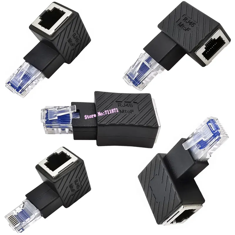 Straight Left Right Up Down Right Angle Elbow 8Pin Rj45 Male to Female Adapter Connector 90 Degree Male Female Network Adaptor