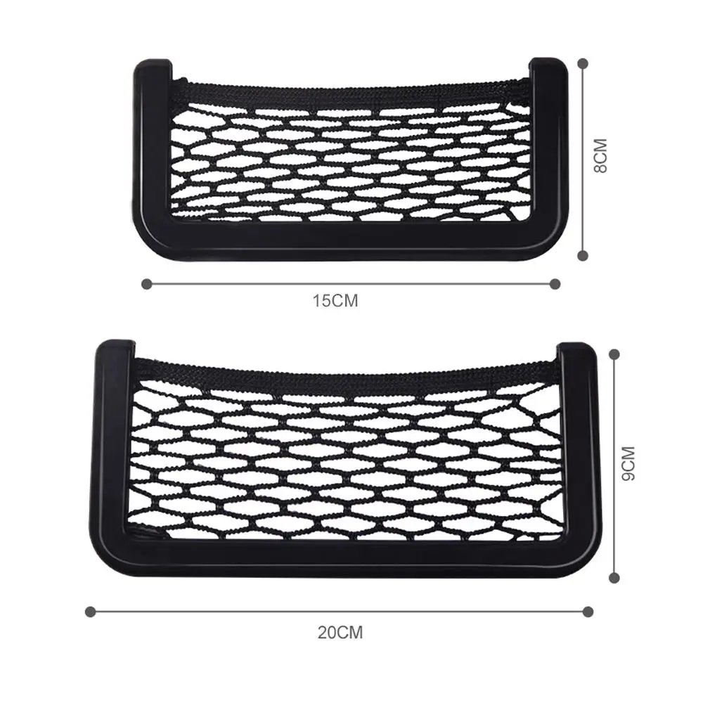 1Pcs 자동차 주최자 스토리지 가방 자동 붙여 넣기 그물 포켓 전화 홀더 자동차 액세서리 20*8CM 8*15CM 범용 모든 자동차 벨크로