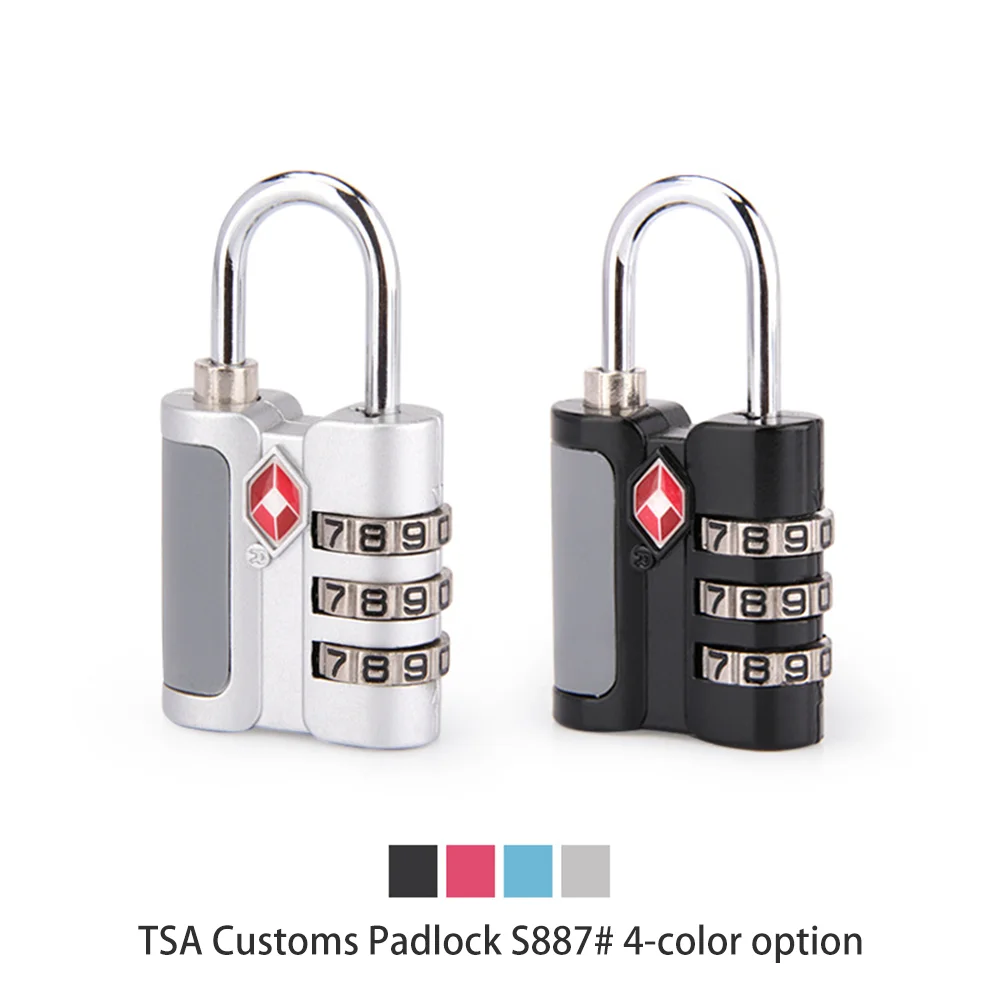 TSA Customs Lock 3 digits Travel Password Changeable Lock Digital Lock Zinc Alloy Suitcase Luggage Anti-theft Lock For Airplane