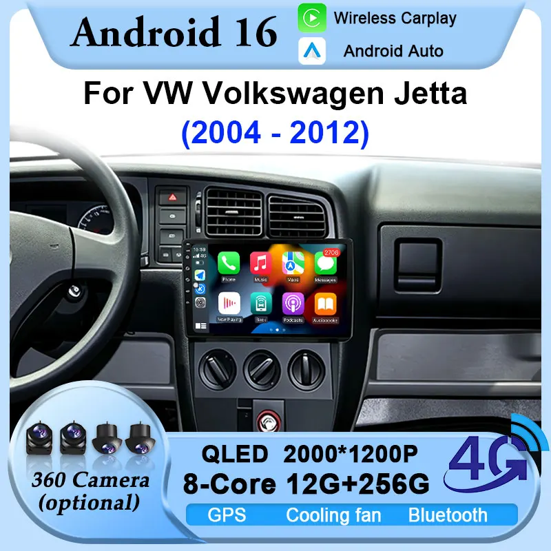 

9 inch Android 16 Carplay Auto For VW Volkswagen Jetta 2004-2012 Car Radio Navigation Head Unit DSP Video Player Stereo BT GPS