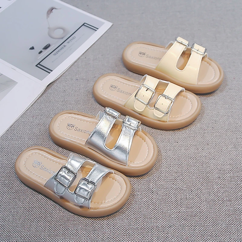 Kids Slippers Outdoors Soft Bottom Girls Princess Shoes Korean Style Versatile 2026 Summer New Children Casual Slippers Non-slip