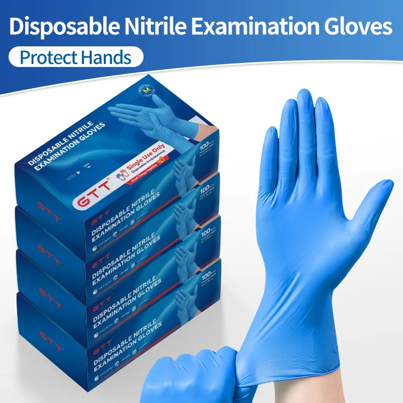 

400/1000 шт., эластичные нитриловые синие перчатки, одноразовые, оптовая продажа, скидка 5,5 ми, порошок, без латекса для механика, татуировщика, чистка