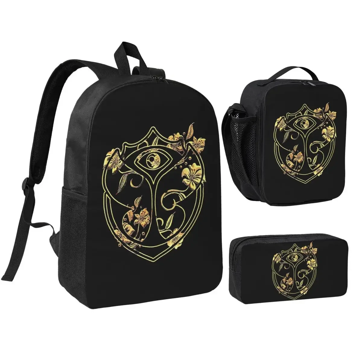 Tomorrowland Belgian Electronic Dance Music Backpack BookBag School Bag Shoulder Bags 3ps Insulated Lunch Bag Pencil Case