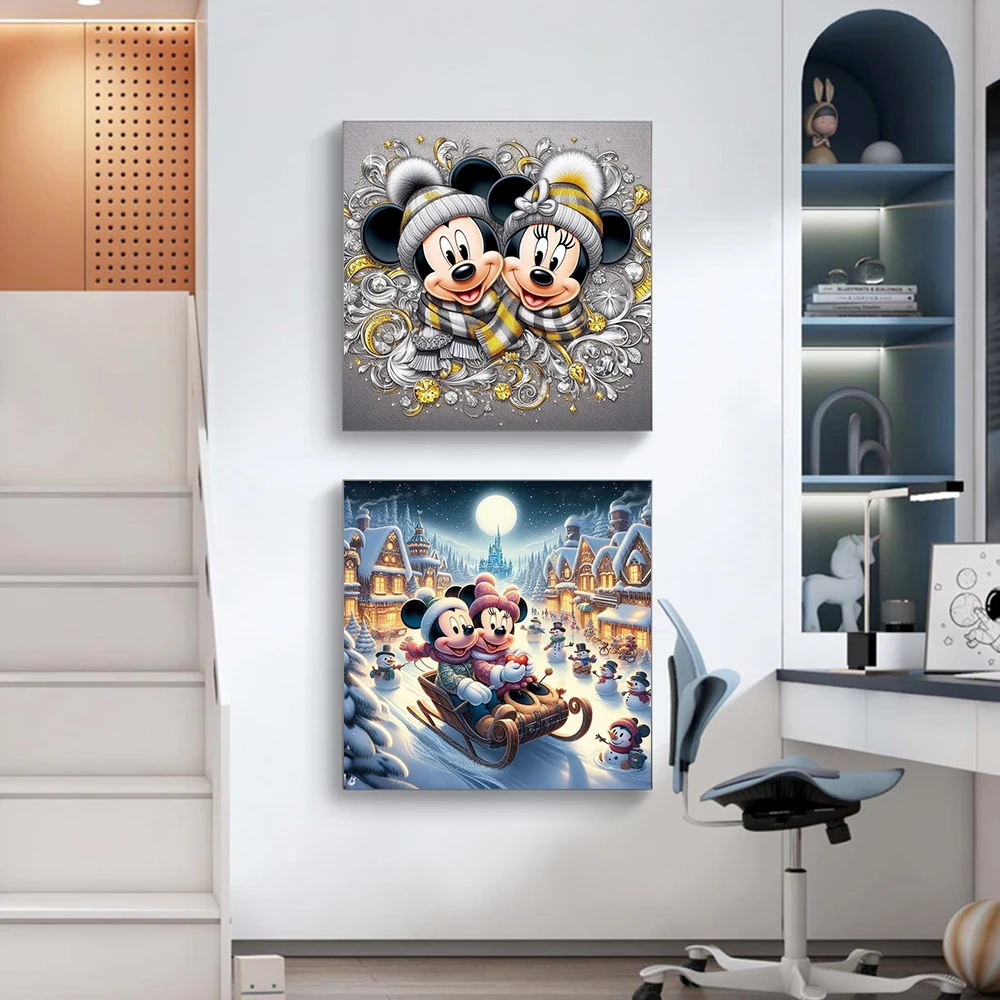 5D Mickey & Minnie Romantic Love Disney Christmas Cartoon Colorful Full Diamond Painting Embroidery Wall Art Kid Home Decor Gift