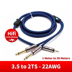 Kabel Hifi 3,5 mm do podwójnego 1/4 cala Mono TS 6,35 mm męski do wzmacniacza konsoli miksera Domowe systemy stereo Y Rozgałęźniki