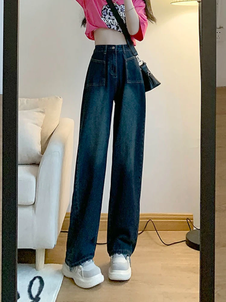 Gerade Jeans Frauen Neue Herbst Studenten Lange Denim Lose Freizeit Beliebte Streetwear Einfache Distressed Harajuku Y2k Ulzzang BF