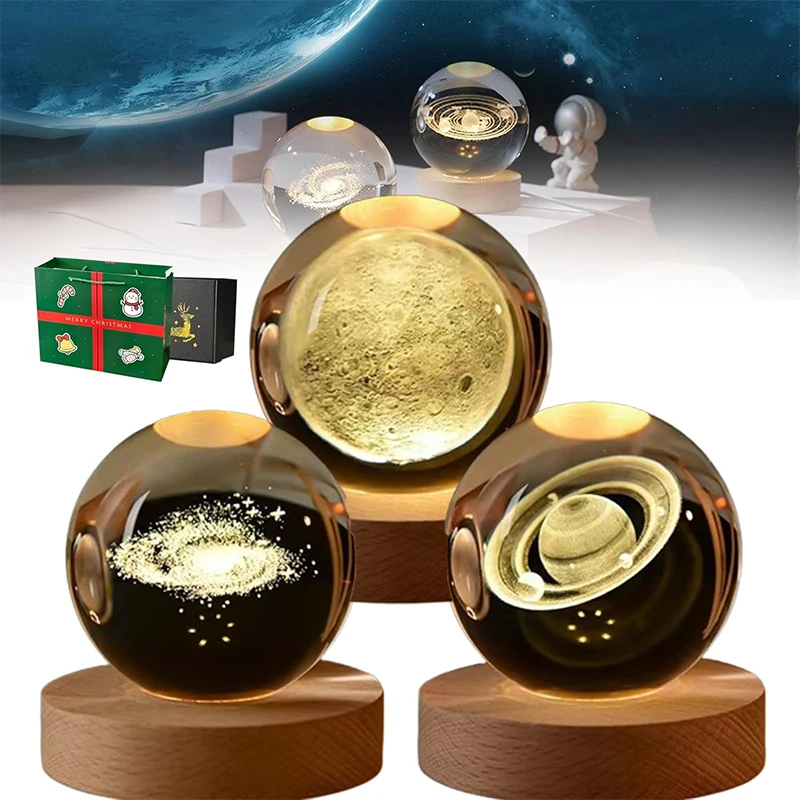 Unique 3D Crystal Ball Lamp with Galaxy and Planetary Projections USB Night Light for Cozy Atmosphere plasma ball