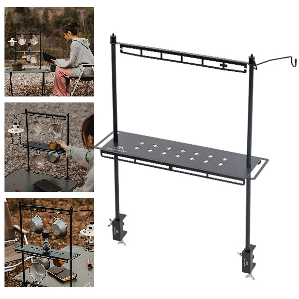 

Портативная подвесная стойка для кемпинга, органайзер для инструментов на открытом воздухе, съемная, с крючком для фонаря, для походов, рыбалки, пикников, барбекю