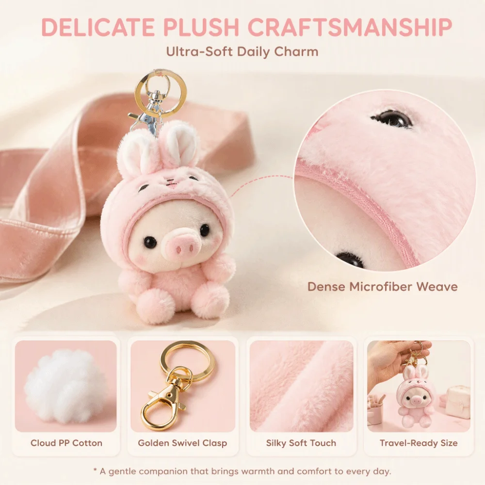 Soft Plushie Pig Plush Keychain Dress Up Doll Frog Bunny Hooded Piggy Doll Pendant Cute Design Hooded Cosplay