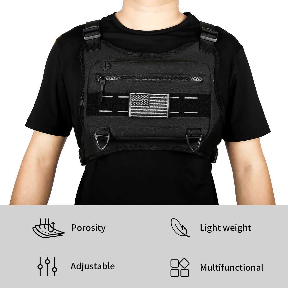 

Sport Chest Bag Waterproof Lightweight Front Chest Pack Running Vest Bag Men Woman Phone Carry Waist Bag Extra Storage Pack