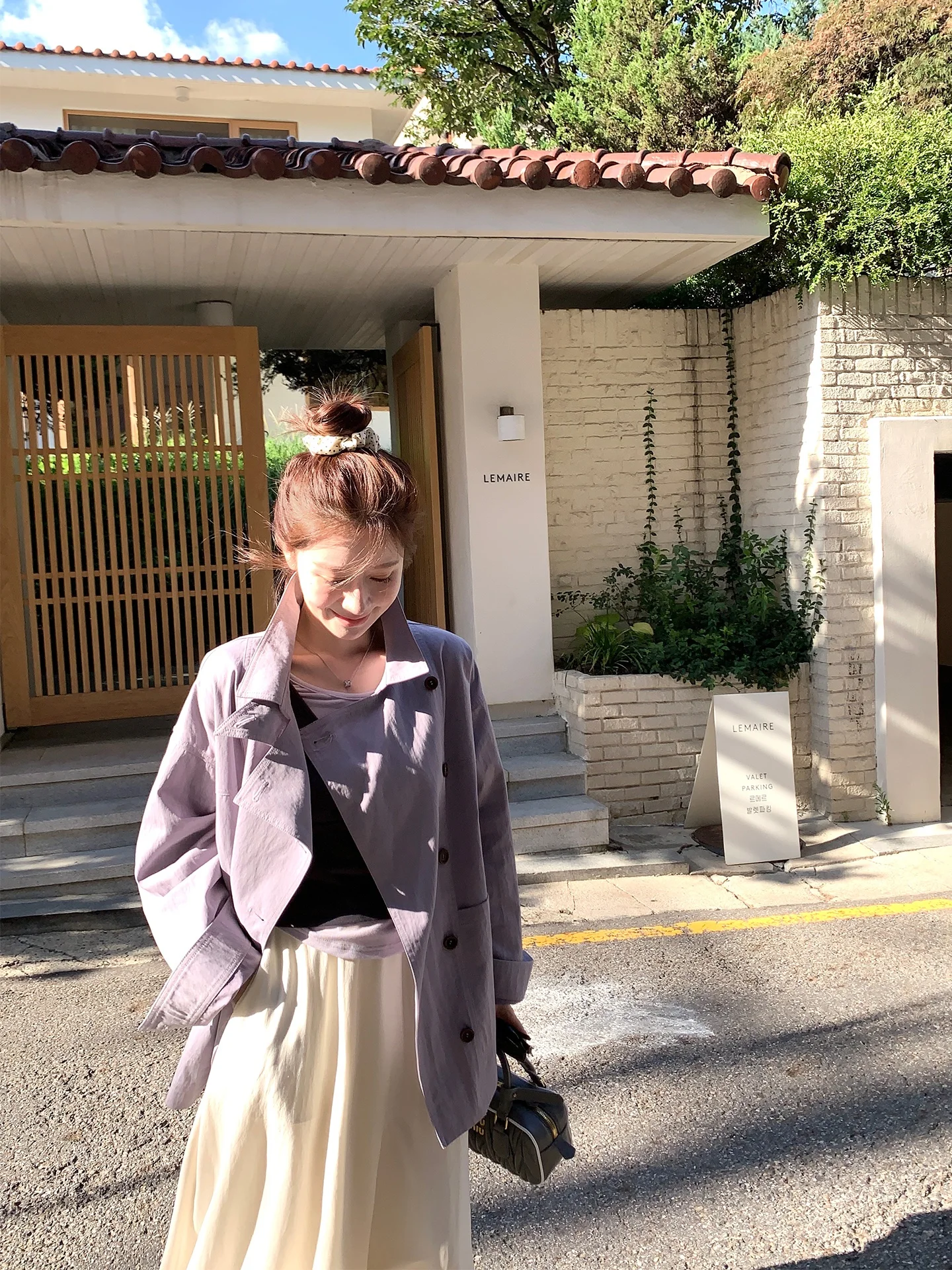 

YANUOYU Long-Line Briti Sle Coat Casual Cotton Nylon Material Collar Single Button Closure Color Commute Friendly