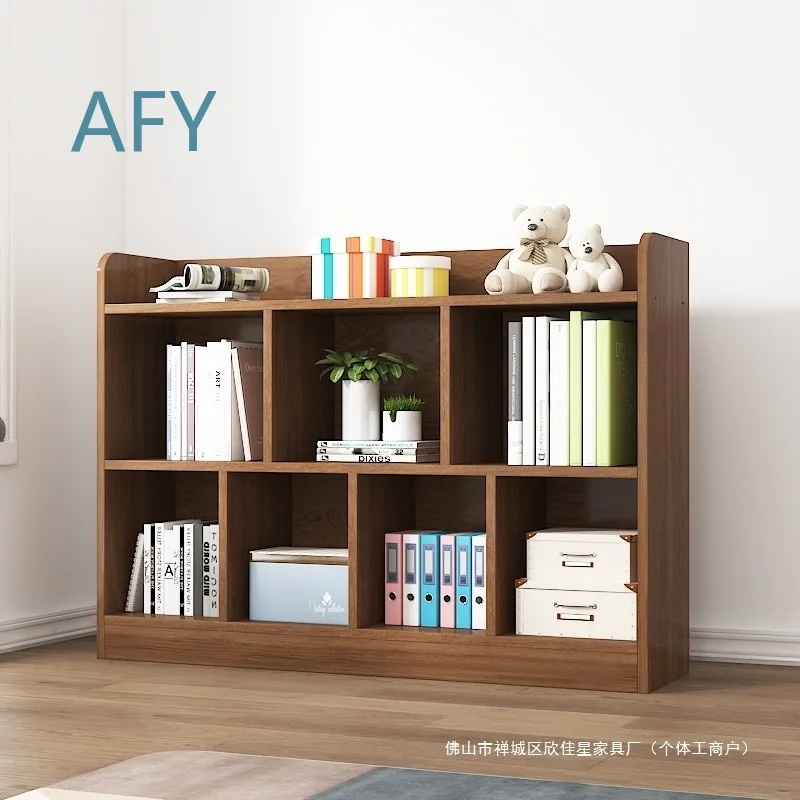 Walnut Solid Wood Bookshelf for Kids Toddlers Students Classroom Home Office Storage Shelf Floor to Ceiling Simple Low