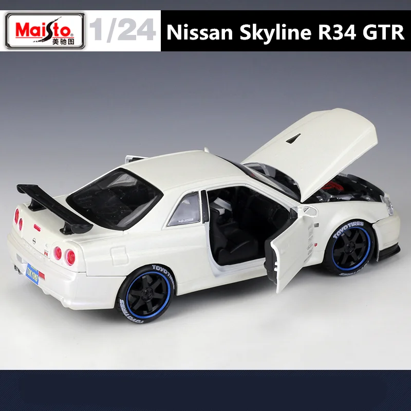 Maisto 1:24 Nissan Skyline GTR R34 Alloy Sports Car Model Diecast Metal Toy Racing Car Model Simulation Collection Kids Toy Gift