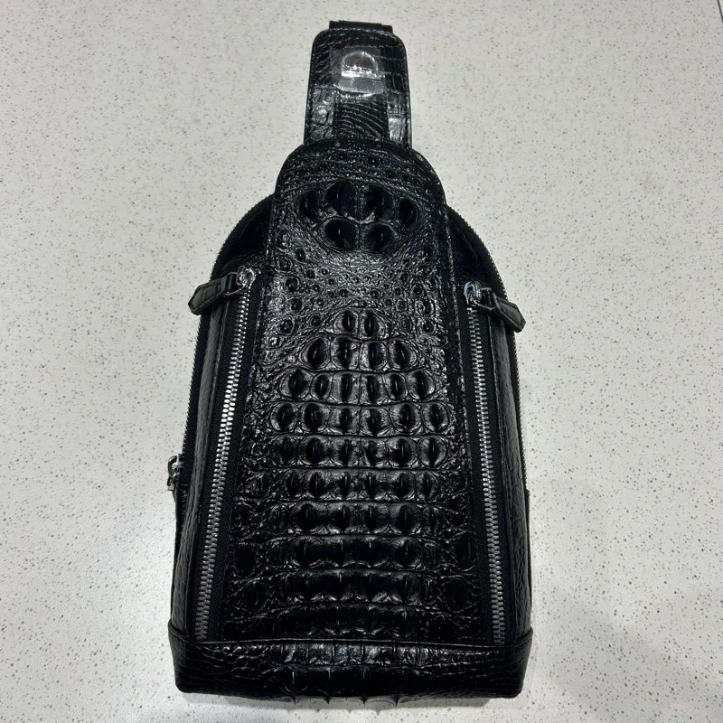 

2023 Новая роскошная мужская нагрудная сумка из костяной крокодиловой кожи для отдыха, нагрудная сумка из натуральной кожи для мужчин, модная сумка через плечо 45