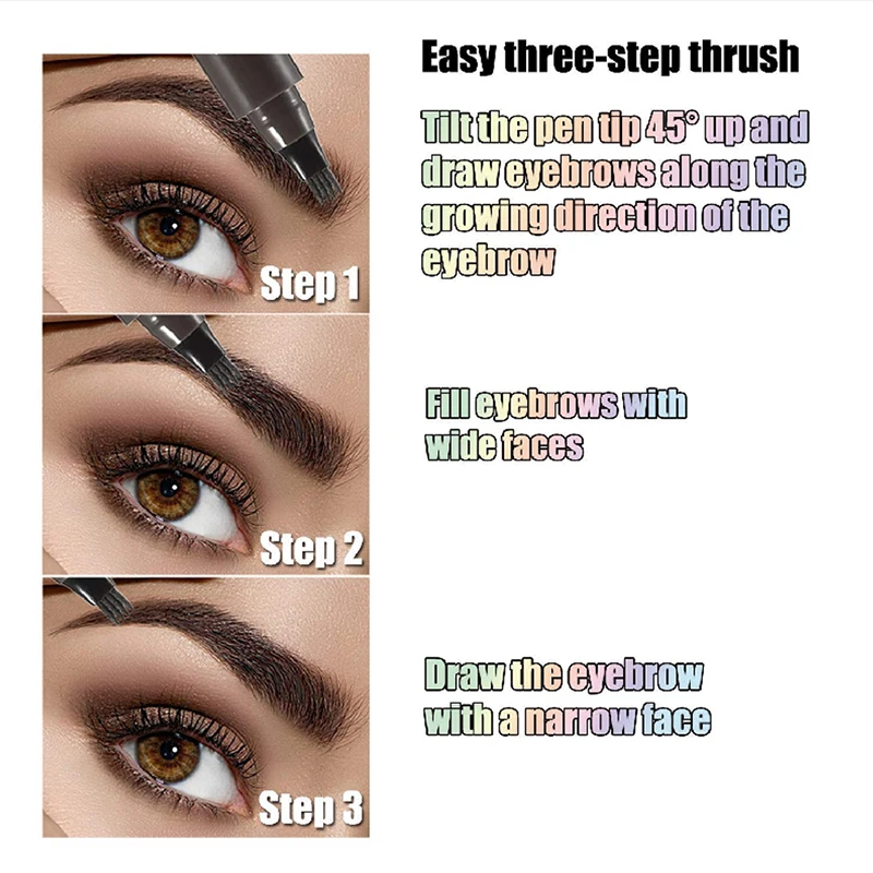4 Splitted Head Eyebrow Pencil Long Last Smudge Proof Woman Makeup Waterproof Sweat Proof Easy Apply Liquid Brow Makeup Products