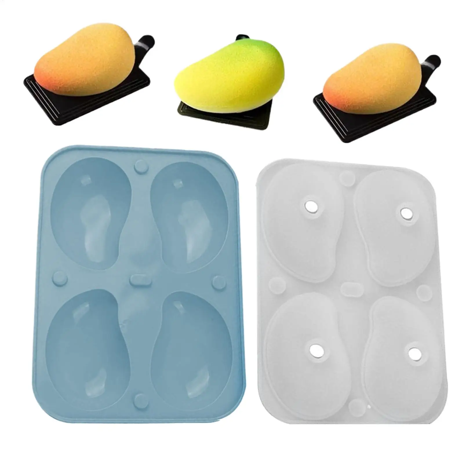 Molde de Chocolate de mango 3D, molde de Mousse de silicona de 4 cavidades, molde de fácil liberación para pudín, gelatina, Chocolate, pastel, molde para hornear DIY
